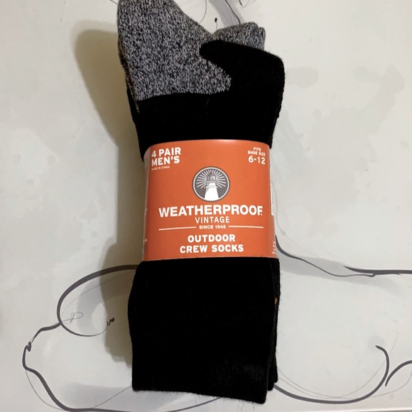 Men’s Weatherproof Vintage Outdoor Crew Socks in Black - 4 packs - Picture 1 of 10